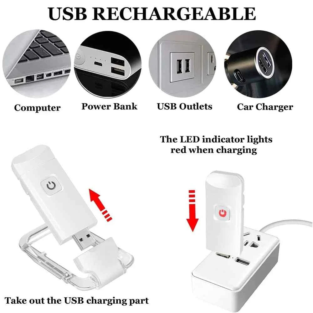 Mini Light Reading Clip Light LED Small Night Light USB Charging Adjustable Brightness Eye Protection Portable Smart Book Lamp
