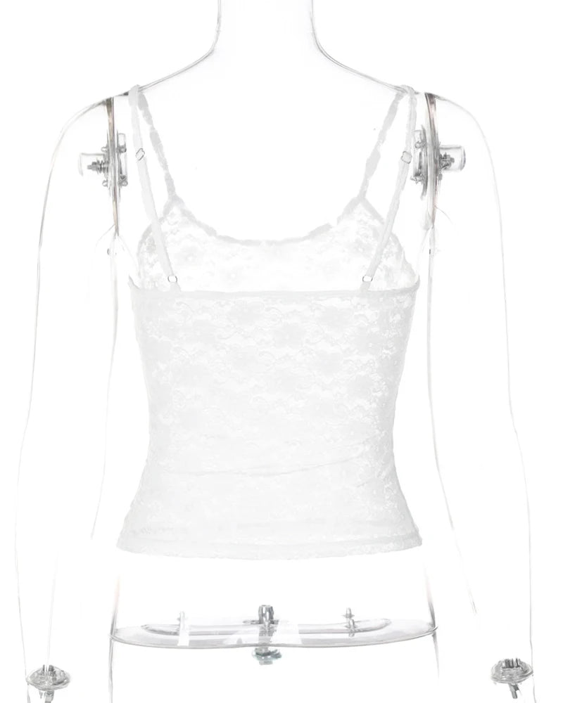 women top  sexy top white white lace bustier Perspective slim fitting camisole vest