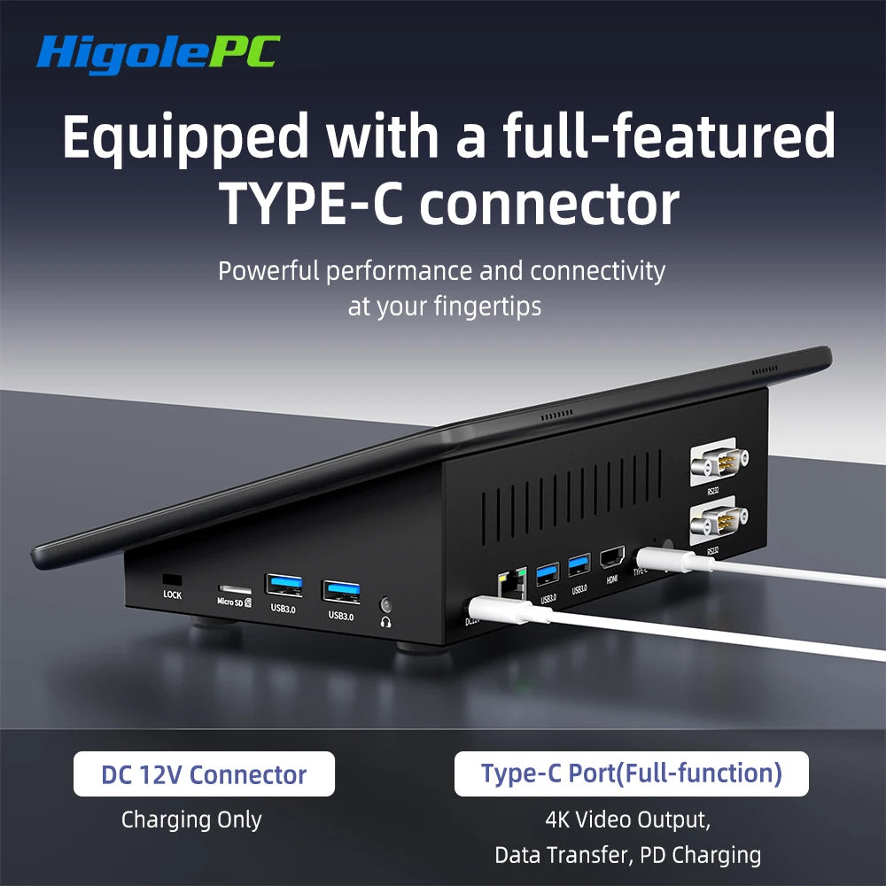 Higole F10 10.1'' Fanless Mini PC Intel N5095 Windows 11 WiFi5 8GB 128GB 5000mAh 4K RS-232 RJ45 Laptop Desktop PC Mini Computers