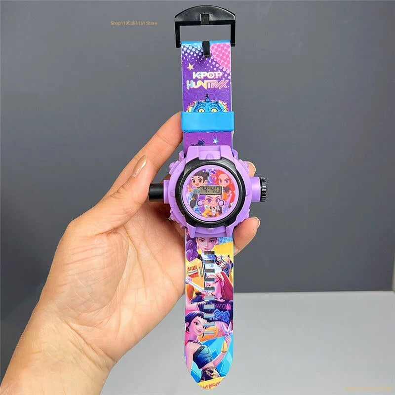 Kids Projection Watch 24 Images Cartoon Digital Electronic Wristwatch Multifunctional Toy Watch for Fans Birthday Party Favors
