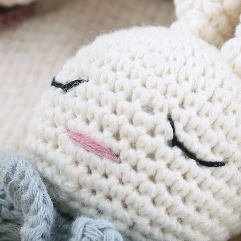 Crochet Animal Baby Pacifier Clip Accessories Handmade Knitted Bunny Teether Beads Newborn Nipple Clip Dummy Soother Holder Toy