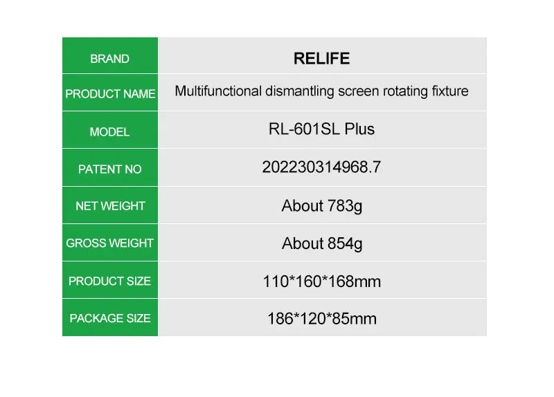 RELIFE RL-601SL Plus 2 in 1 Universal Mobile Phone Heating Free Screen Removal Separation Removal Mobile Phone Back Cover Clamp