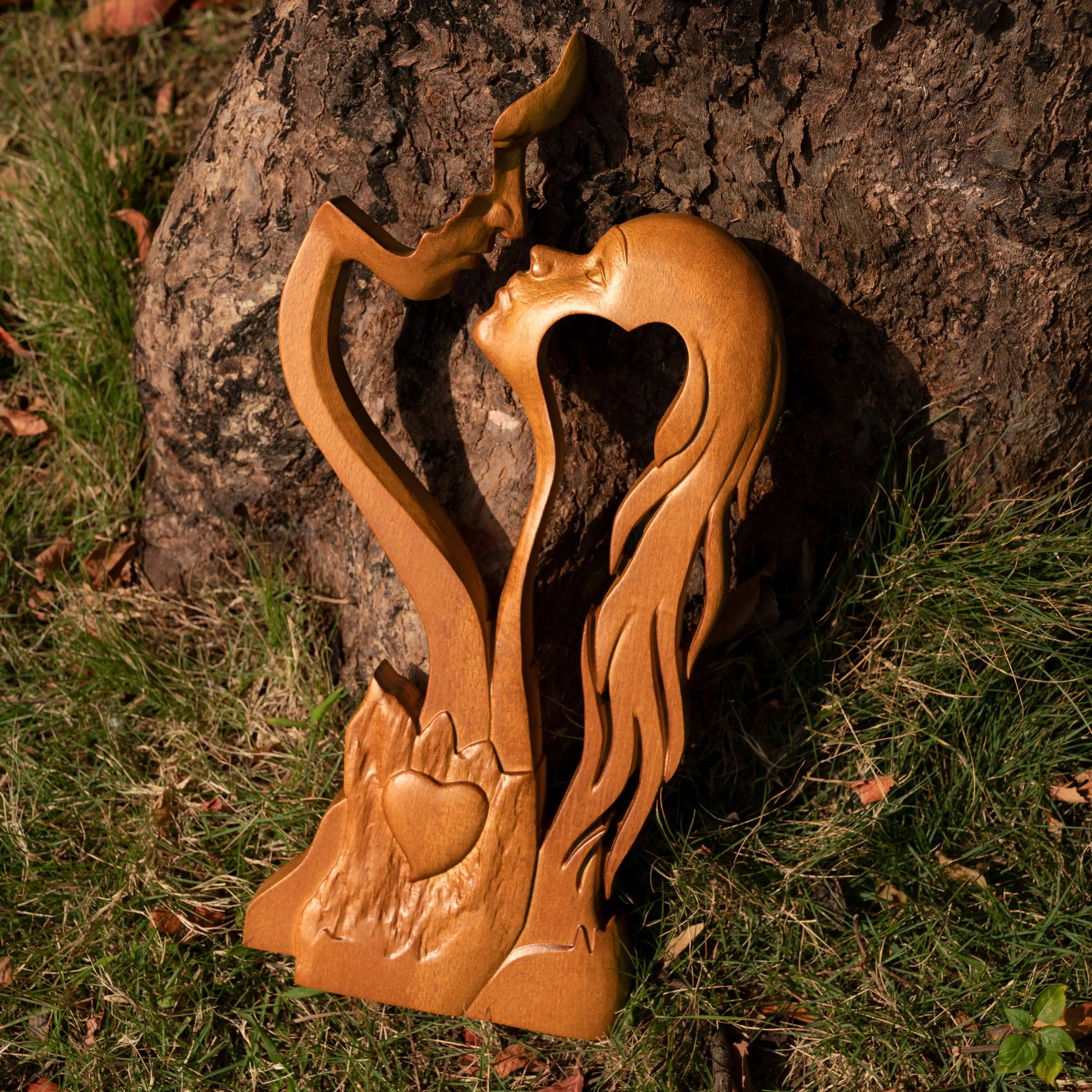Eternal Love Home Decor Wooden Decor, Tabletop Sculpture, Couple Kissing Love Art, Statue, Couple Gift