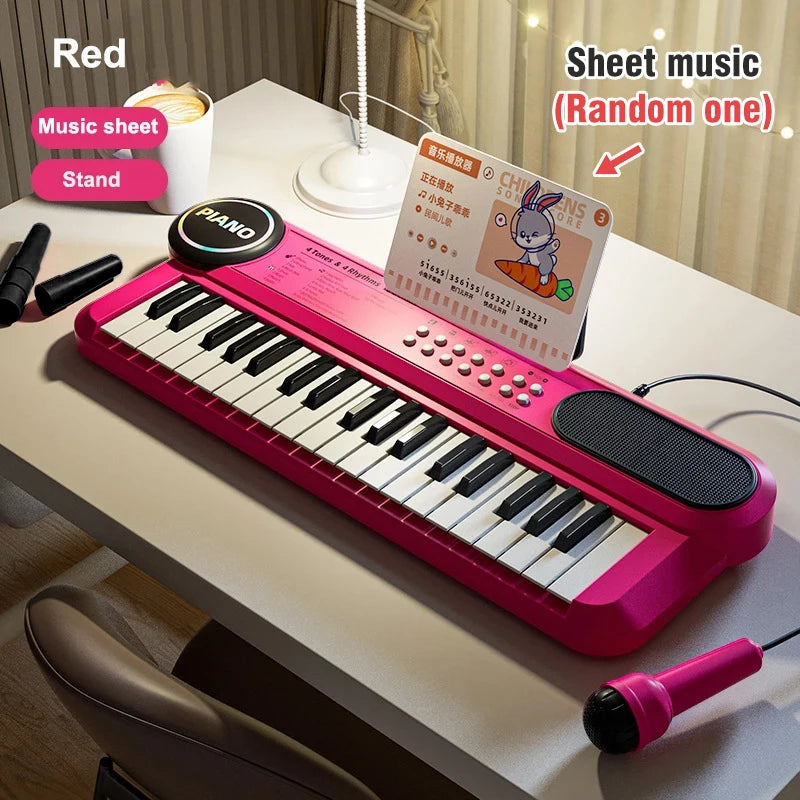 Kids Piano Keyboard 37 Keys Multifunctional Electronic Piano with Microphone Children's Early Education Educational Toys
