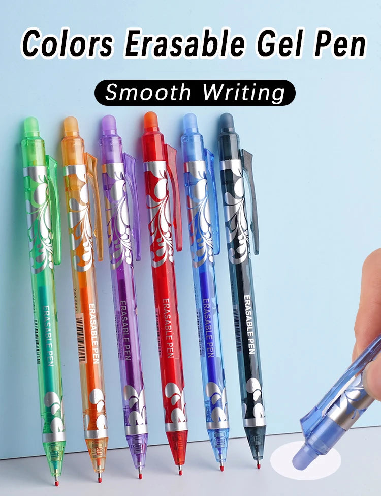 6pcs New 0.5mm Erasable Gel Pens Set 6colors Refill Rod Magic Ink Erasable Pen Washable Handle Office Writing School Stationery