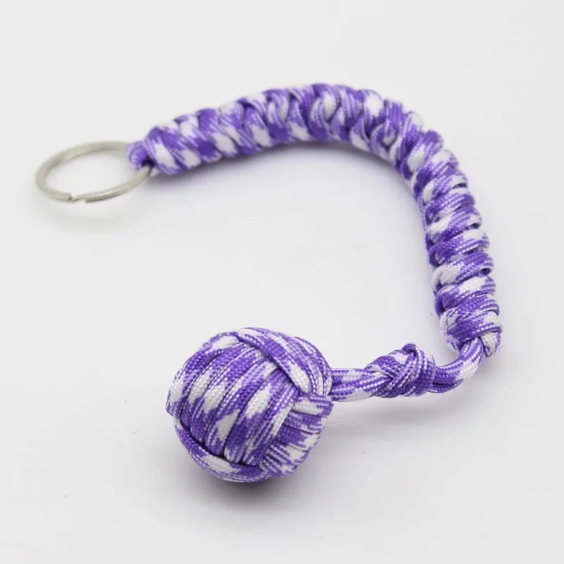 Emergency Escape Parachute Rope Woven Steel Ball Self-defense Ball Hand Woven Multifunctional Parachute Rope Woven Keychain