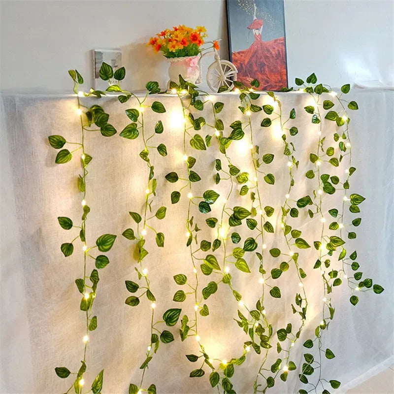Green Leaf Fairy String Lights Artificial Vine Garland