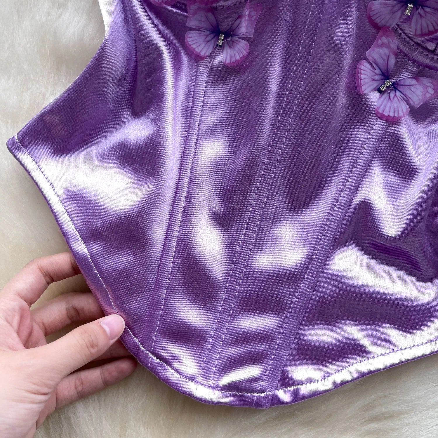 SINGREINY 3D Butterfly Satin Sexy Top European Sleeveless Fishbone Corset 2024 Female Senior Streetwear Hotsweet Strapless