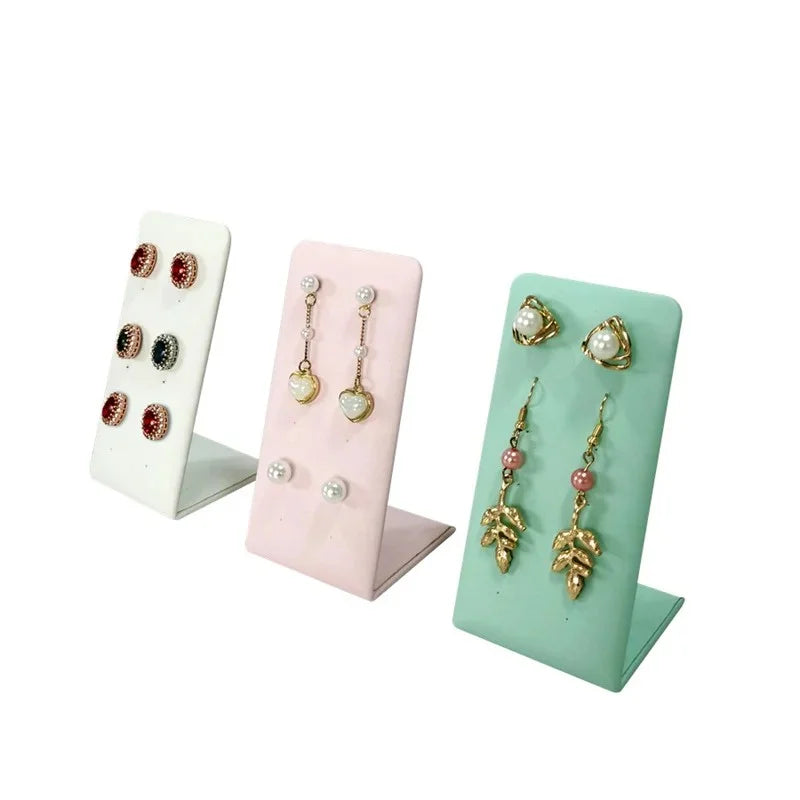 L-Shaped PU Leather 12-Hole Stud Earrings Display Stand - 3 Colors 6-Pair Capacity Jewelry Organizer for Counter Retail Display