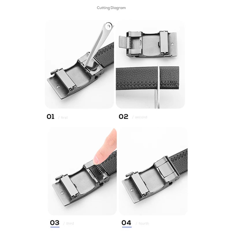 Men Leather Belt Metal Car Automatic Buckle Work Belt High Quality Men 120cm Leather Belt Business
