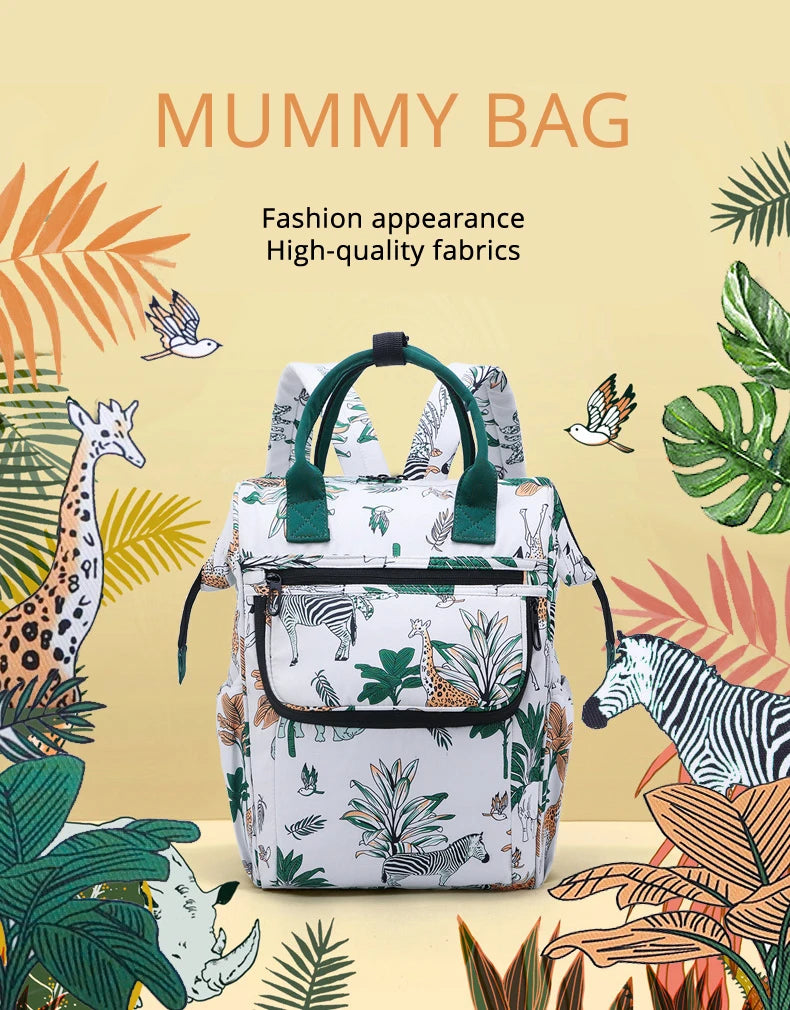 IYEAL Fashion Baby Nappy Bag Cute Animal Pattern Mommy Bag Multi Functional Large Capacity Diaper Bags for Babies Nursing Bags