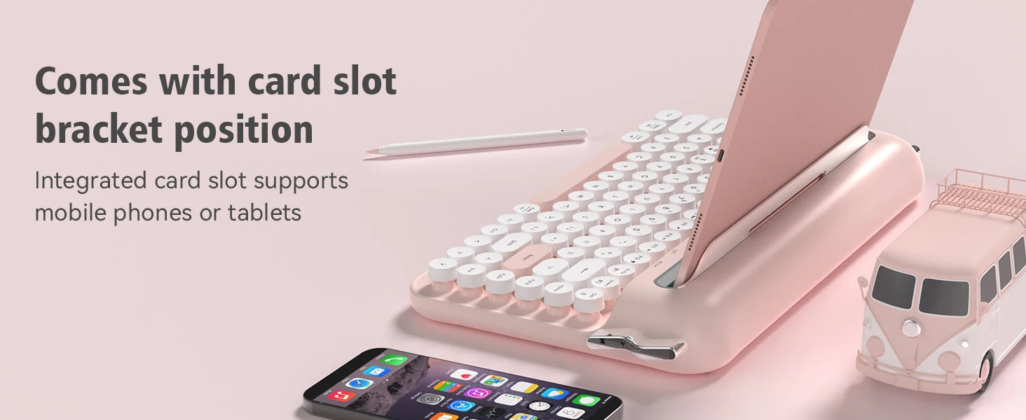 AJAZZ Multl-Device Keyboard Dual Mode 2.4G/Bluetooth5.0 With Card Slot Bracket Position Typewriter Office Membrane Keyboard AF84