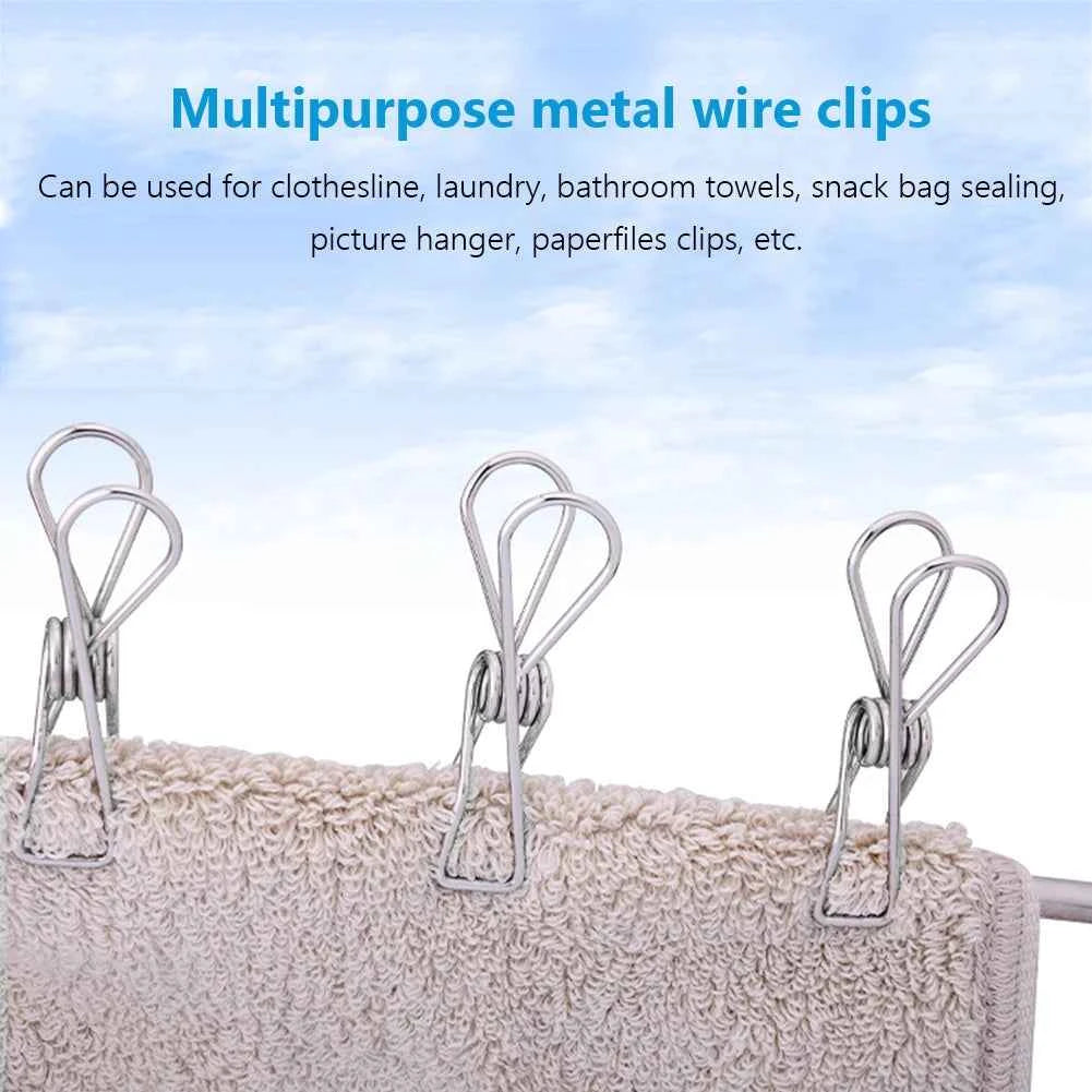 5CM 6CM Stainless Steel Clips 10/20/40 Clothes Pins Pegs Holders Clothing Clamps Sealing Clip Household Multipurpose Clothespin