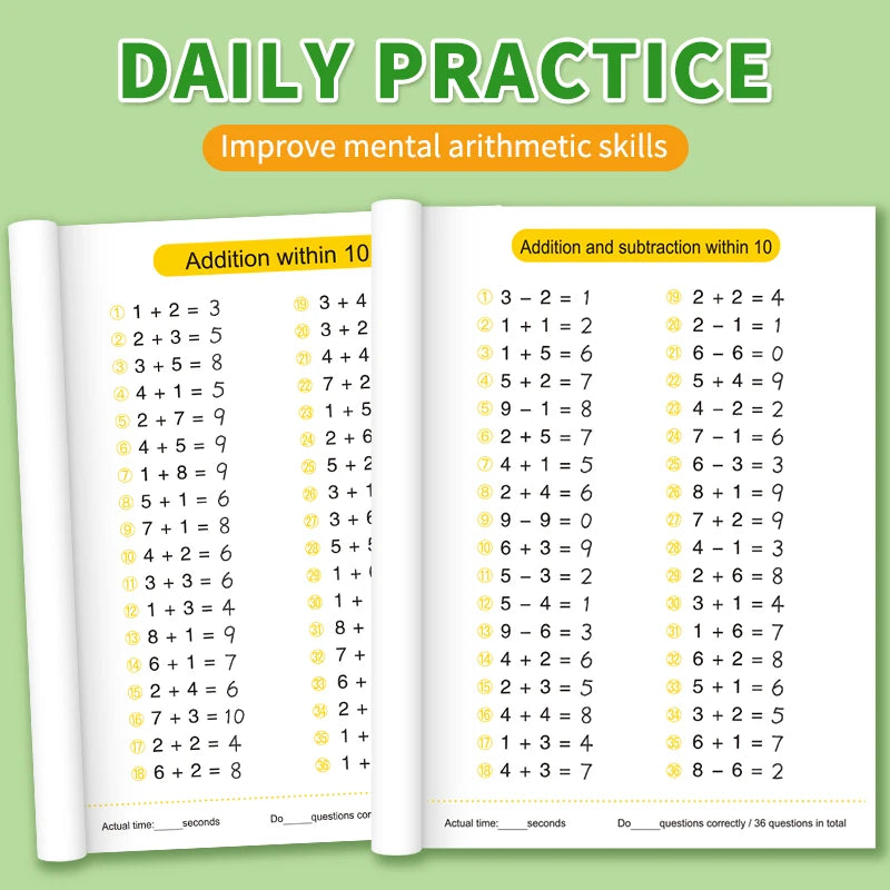 Children's Math Exercise Book, Math Improvement Tool: Addition and Subtraction Within 100, Ideal Math Education Workbook, Back-To-School Gift, Christmas Giveaway