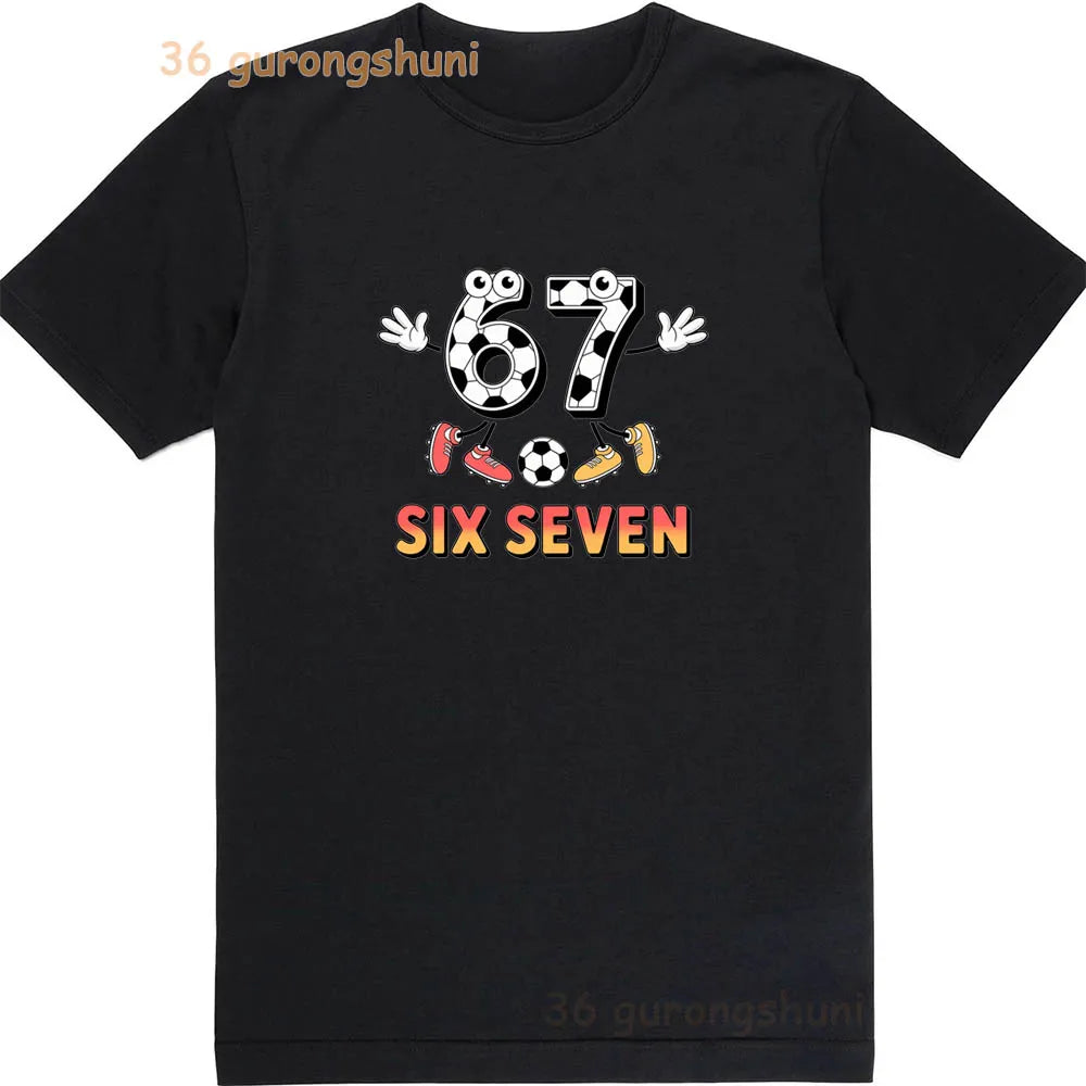 Children 67 print Clothes Kids black T Shirt For Boys Shirts baby T-shirts 6 7 summer Tops For Girl clothing boy Short Sleeve