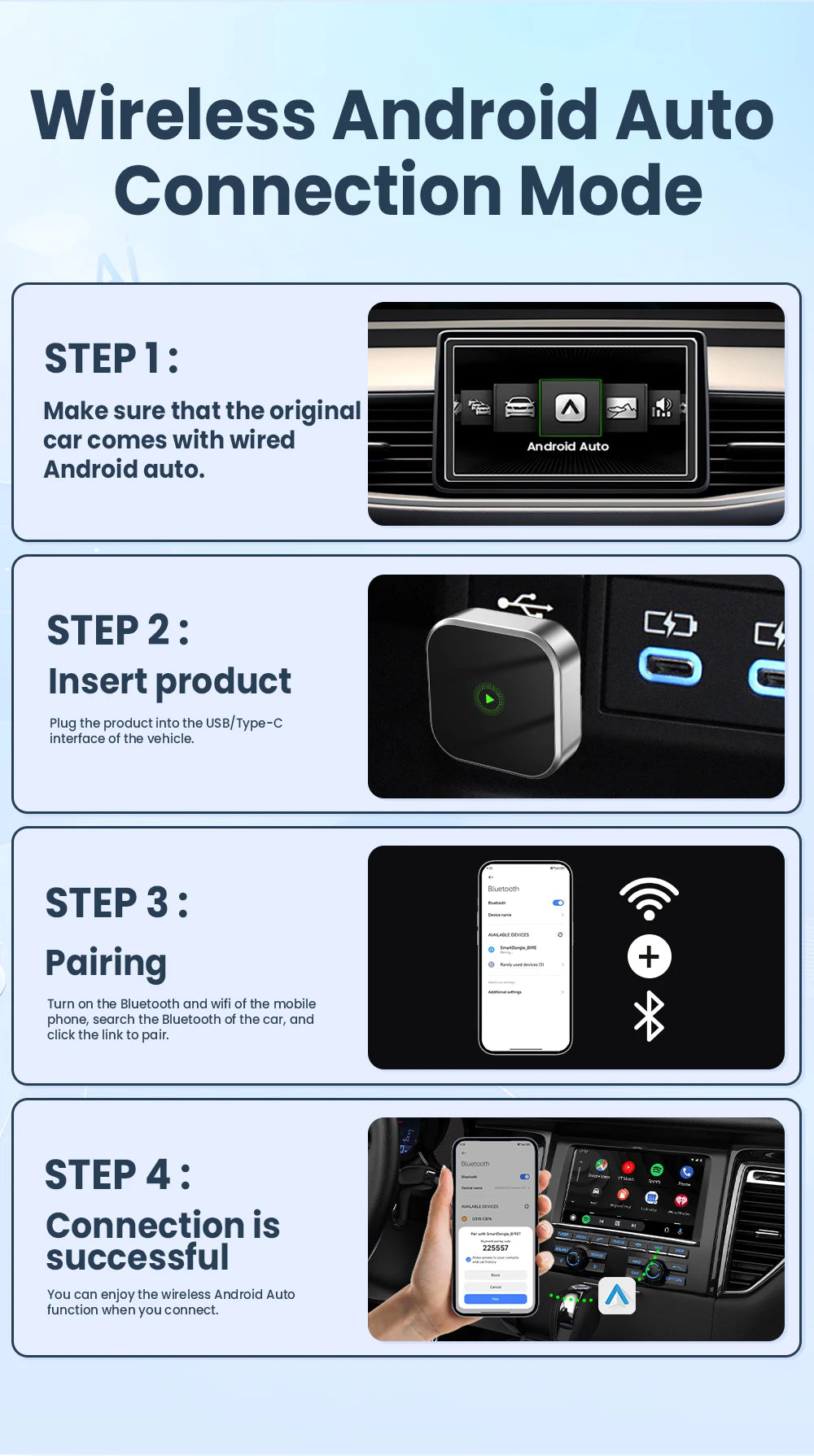 New Carplay Android Auto Auto 2 In-1 Wired To Wireless Magic Box Android Auto Car Machine Interconnect Box Plug and Playback