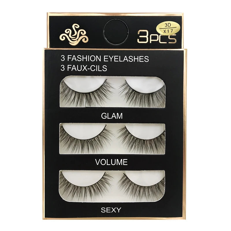 SHIDISHANGPIN 3 pairs 27 styles 3D Faux Mink Hair Soft False Eyelashes Fluffy Wispy Thick Fake Lash Handmade Eyelash Eye Makeup