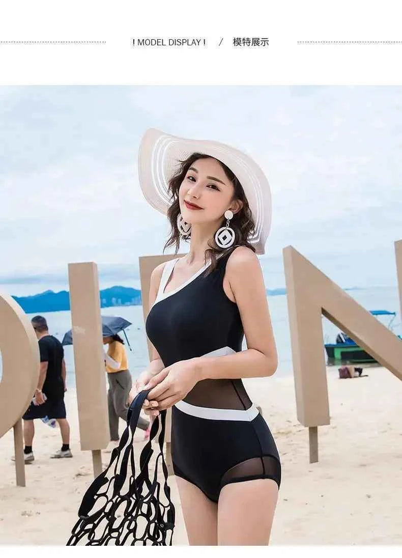 Summer 2025 New Conservative Professional Sports Belly-covering and Slimming Ins Style Hot Spring Fashion One-piece Swimsuit
