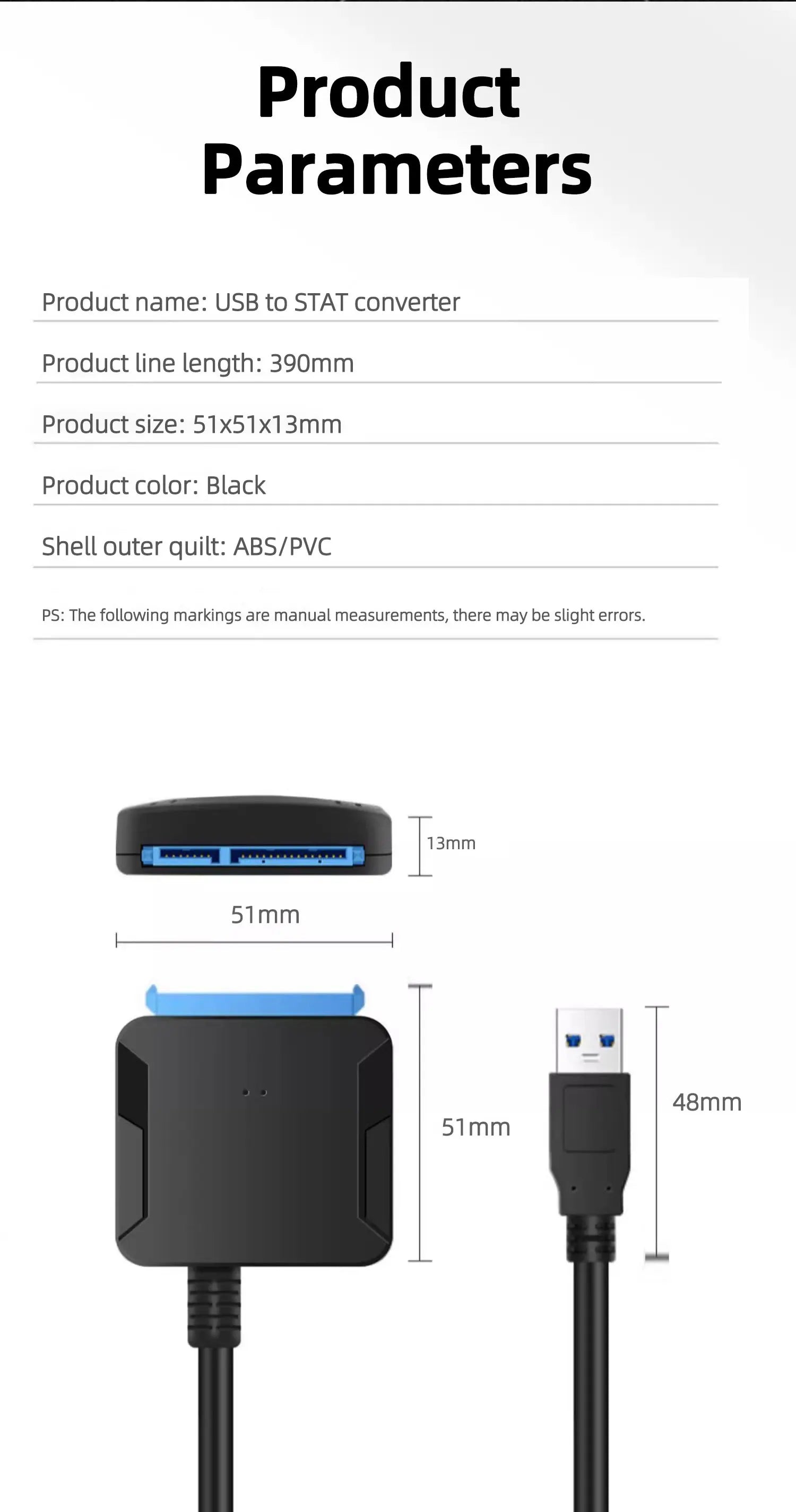 TEUCER SATA to USB 3.0 Cable USB to SATA Hard Drive Adapter Converter for 2.5" 3.5" SSD HDD Hard Drive Disk with Power Adapter