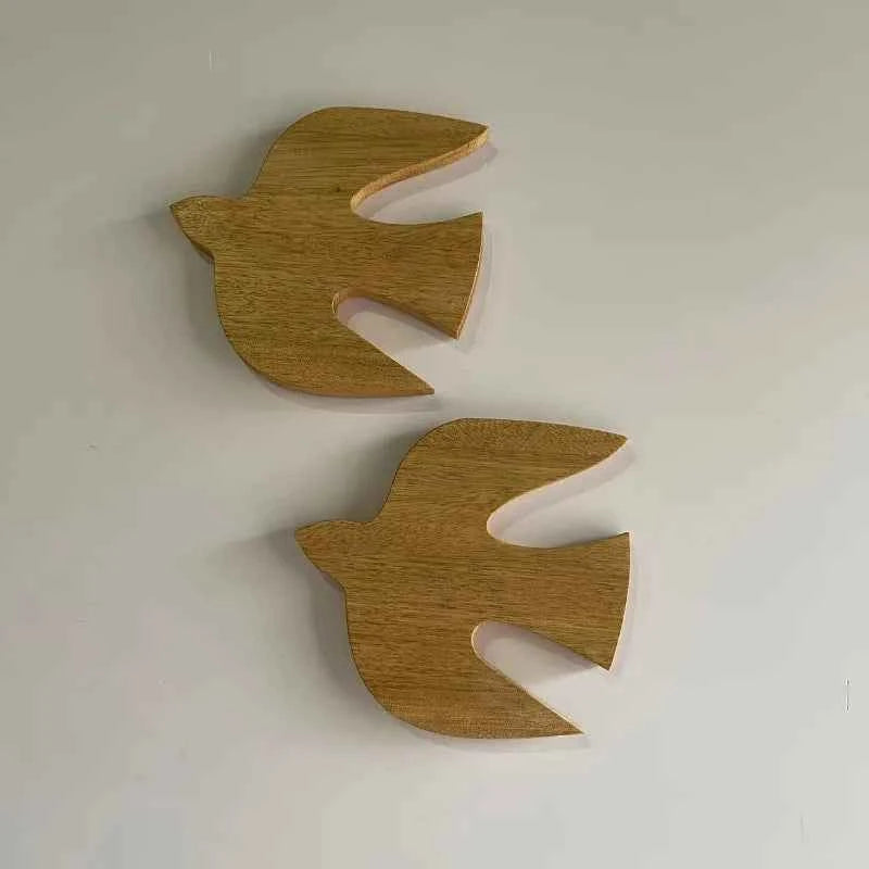 2pcs/set Wooden Swallow Wall Decor Handmade Craft Hanging Ornament Home Living Room Bedroom Wall Art Pendant
