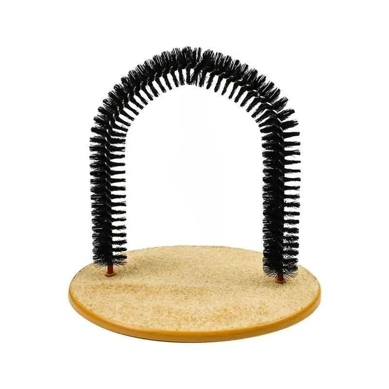 A Color Arch Cat Self Groomer With Scratching Base