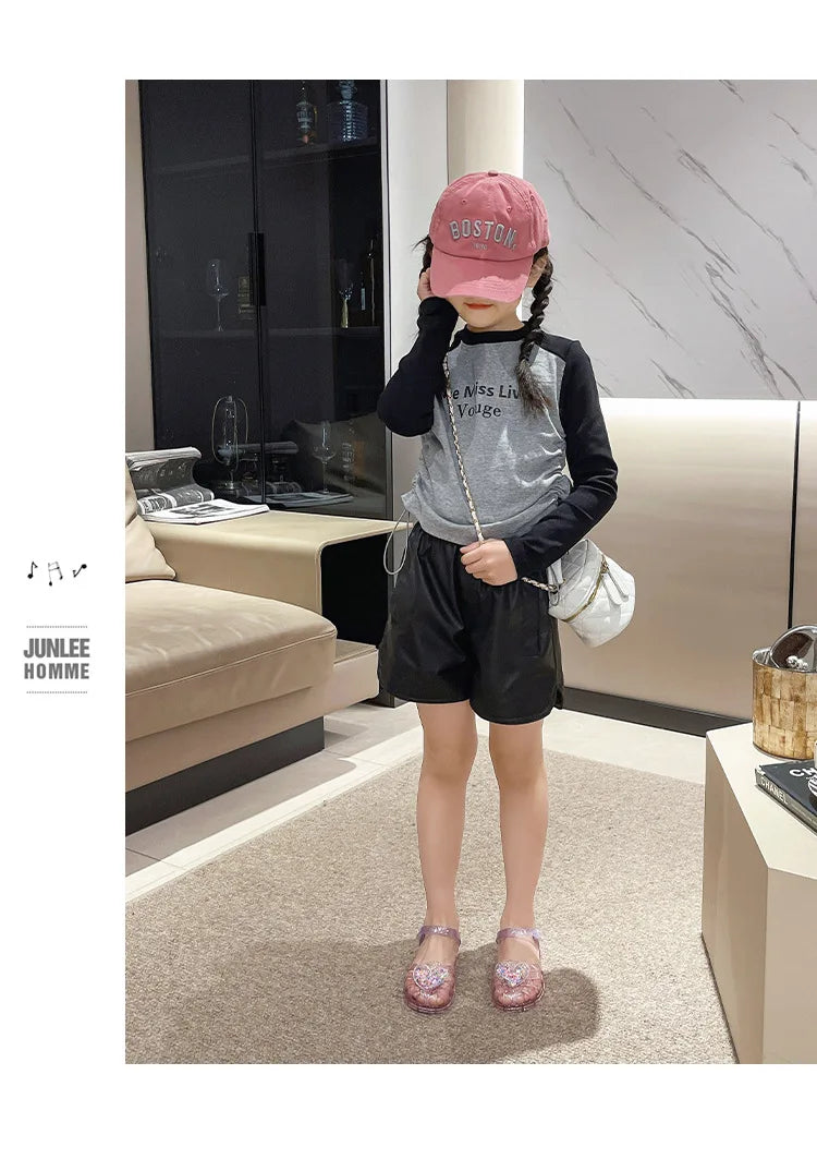 2026Kids' Sandals Ourdoor Crystal Jelly Shoes PVC Love Baby Fashion Flat For Girls Breathable Anti-slip Purple Sliver Size 24-35