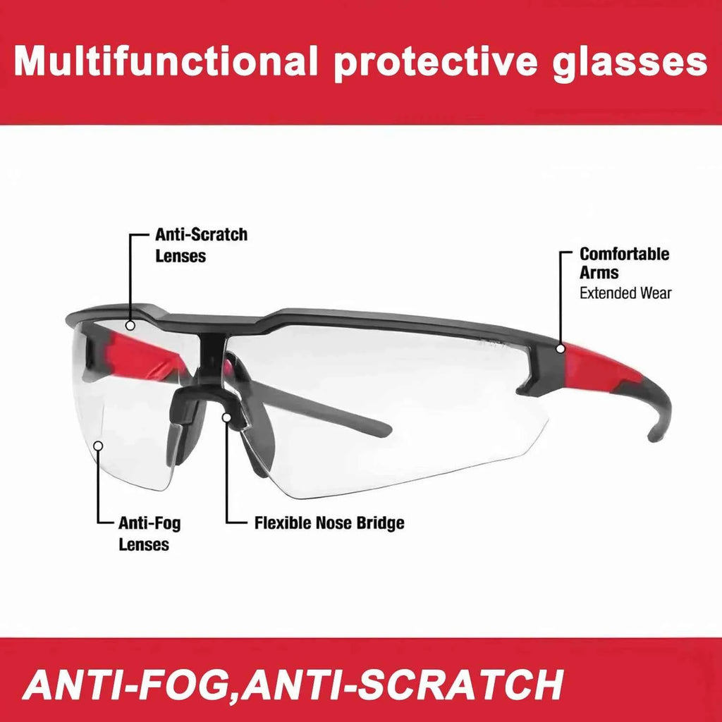 48-73-2000 transparent protective glasses, impact-resistant double-coated lenses, wear-resistant hard coated goggles