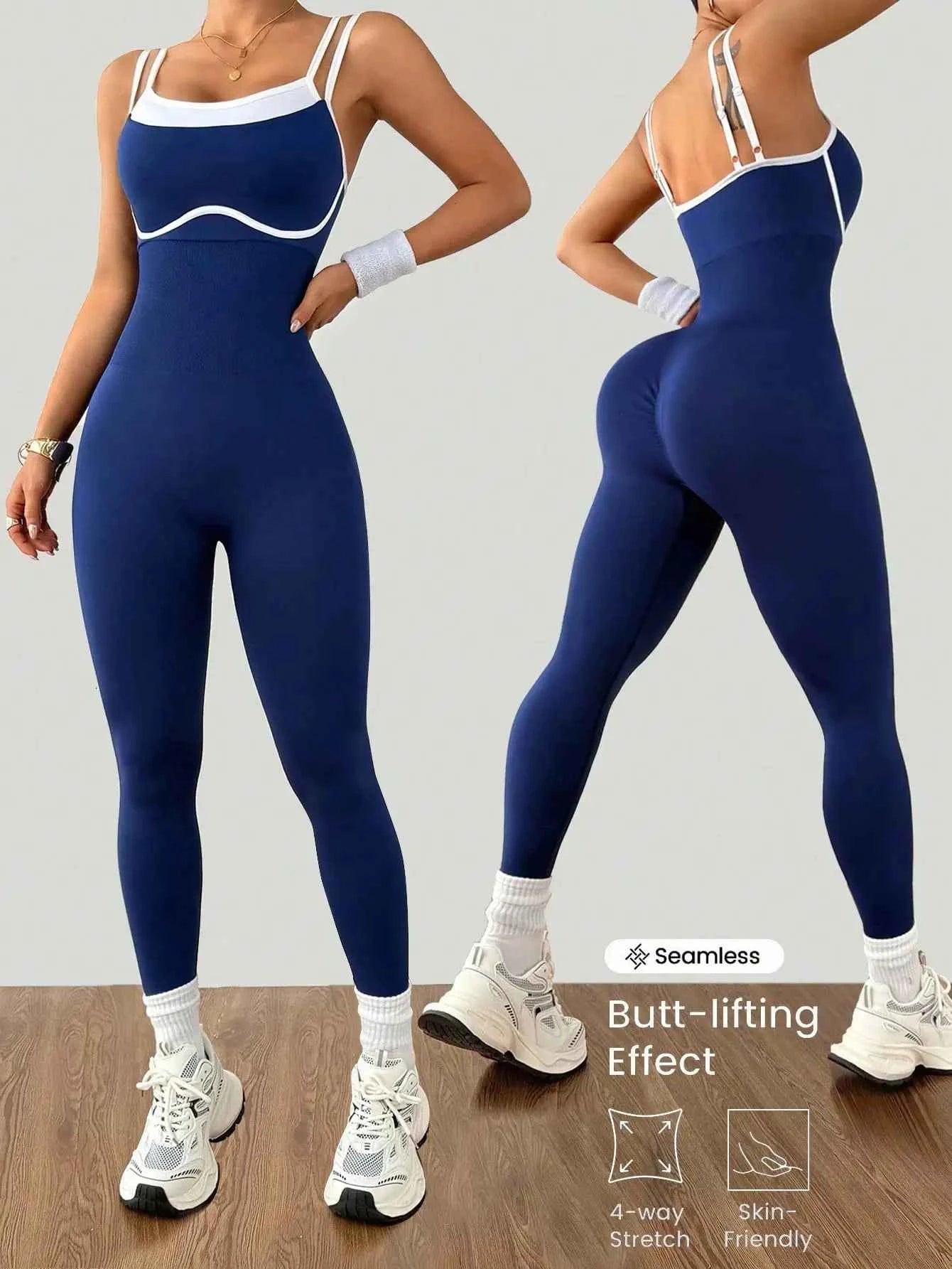 Women's Quick-Dry Fitness Yoga Bodysuit Tight Outdoor Sports One-Piece Comfortable Yoga Top for Active Wear
