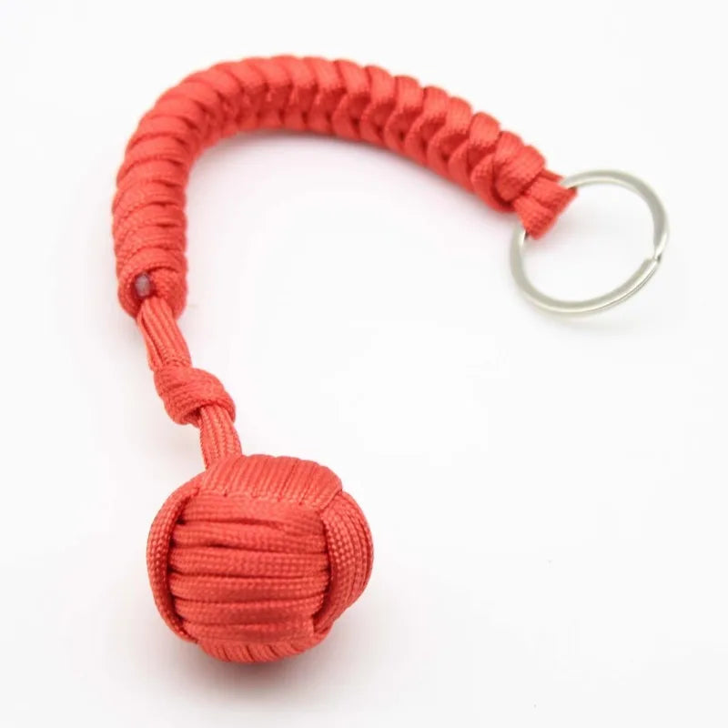 Emergency Escape Parachute Rope Woven Steel Ball Self-defense Ball Hand Woven Multifunctional Parachute Rope Woven Keychain