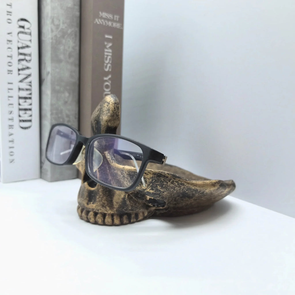 Mobile Phone Holder Creative Skull Glasses Storage Stand Jewelry Organizer Rack Art Home Decoration Resin Table Ornaments Gift