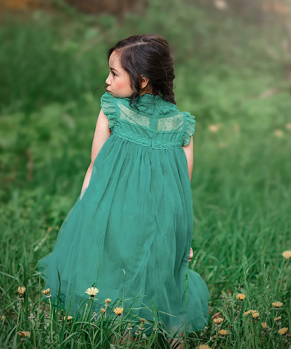 Bohemia Summer Dress For Girls Tulle Lace Sleeveless Princess Flower Girls Wedding Birthday Ball Gown Party Dresses Clothes