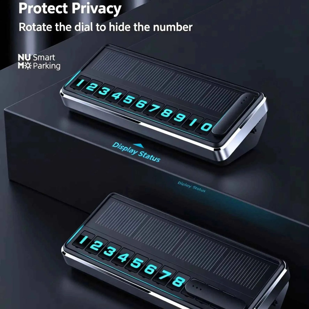 Solar Powered LED Temporary Parking Card, Multi-Number Hidden Plate, Car Parking Stop Gadget