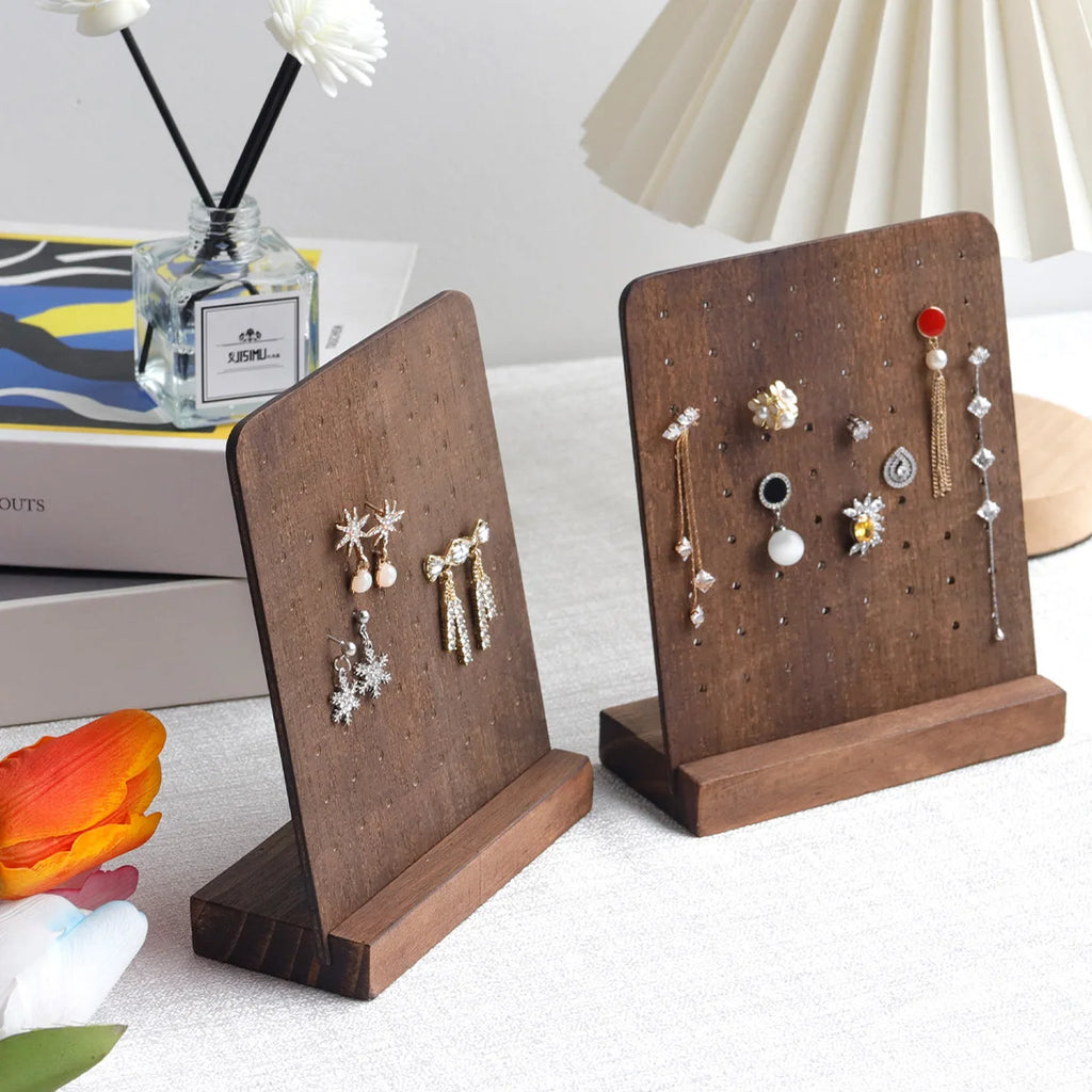 72 Holes Earring Holder Wood Earring Stands with Base Earring Hanger Board Stud Earring Stand Organizer Jewelry Rack Display