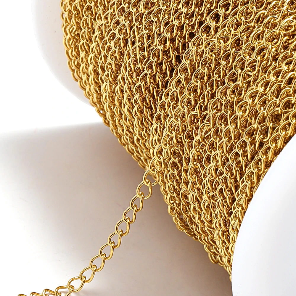 2meters Stainless Steel Extension Chain 2/3/4mm Gold Necklace Chains for Bracelet DIY Chain Accessories Jewelry Making Crafts