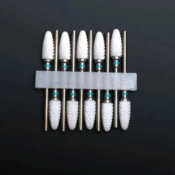 10pcs Ceramic Nail Drill Bits Set Milling Cutter for Electric Manicure Bit Flame Corn Files Pedicure Machine Polish Accesoires