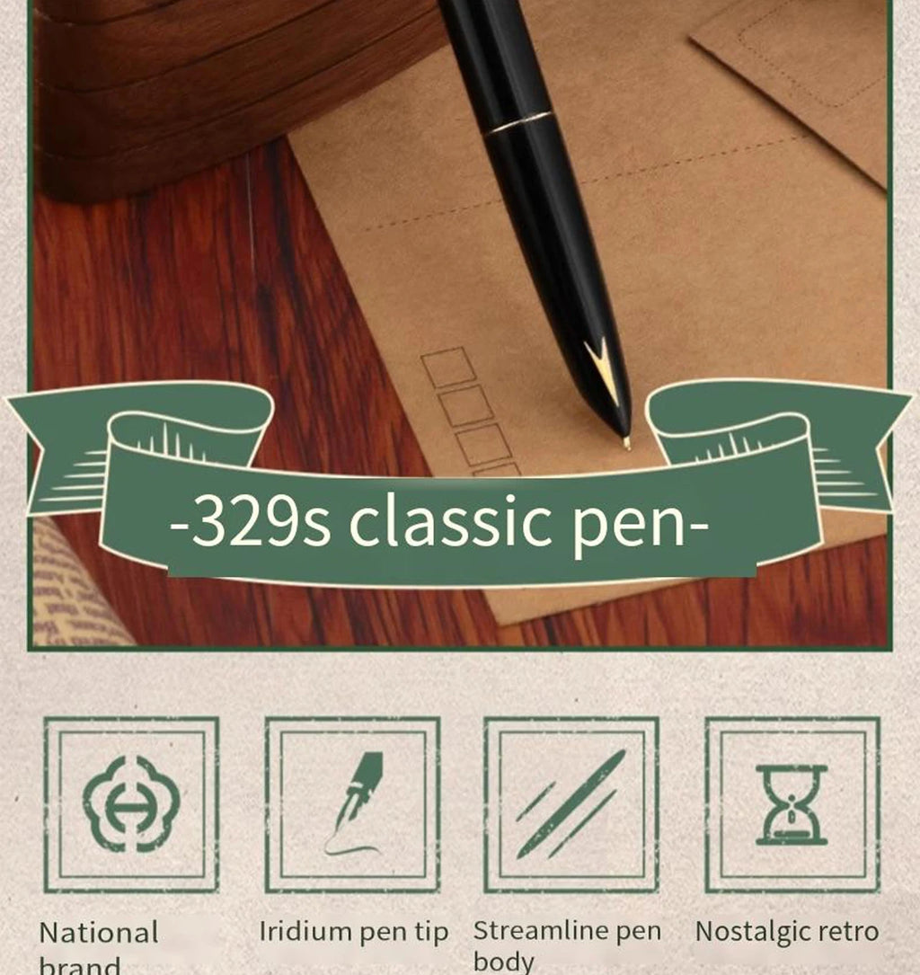 Hero 616S Classic Retro Fountain Pen Dark Tip 0.5mm Iridium Gold Nib Business Office Gift Student School Stationery Supplies