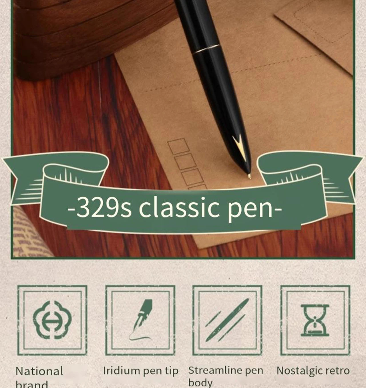 Hero 616S Classic Retro Fountain Pen Dark Tip 0.5mm Iridium Gold Nib Business Office Gift Student School Stationery Supplies