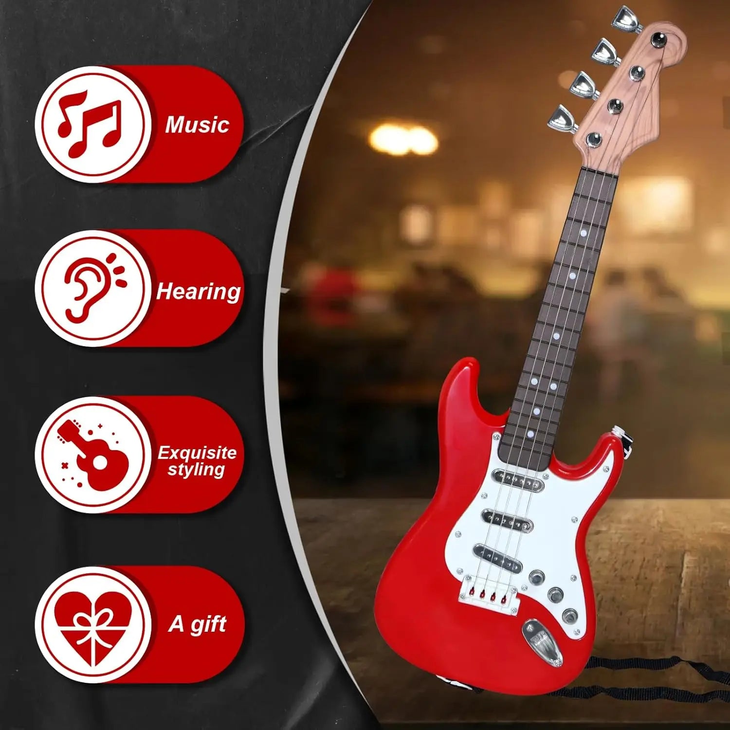Kids Electric Guitar Toy - 4-String Multifunctional Electronic Musical Instrument, Portable Children's Guitar