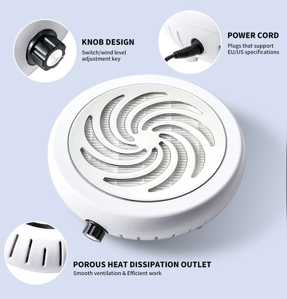 45000 RPM Super Suction Nail Dust Collector Powerful Nails Dust Extractor Nail Art Manicure Fan Vacuum Cleaner And Filter