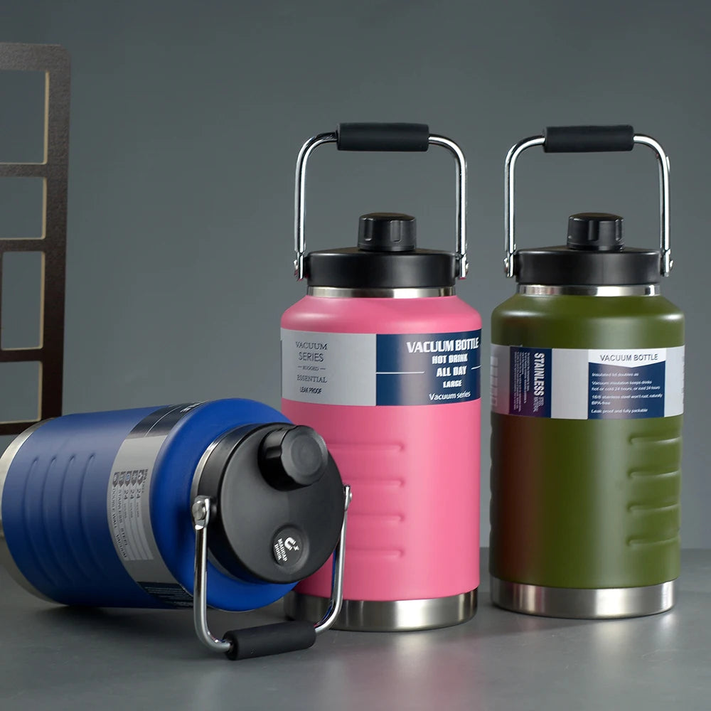 1.5L Large Capacity Vacuum Flask, 304 Stainless Steel Vacuum Bottle, Outdoor Portable Water Bucket, Handheld Sports Water Bottle