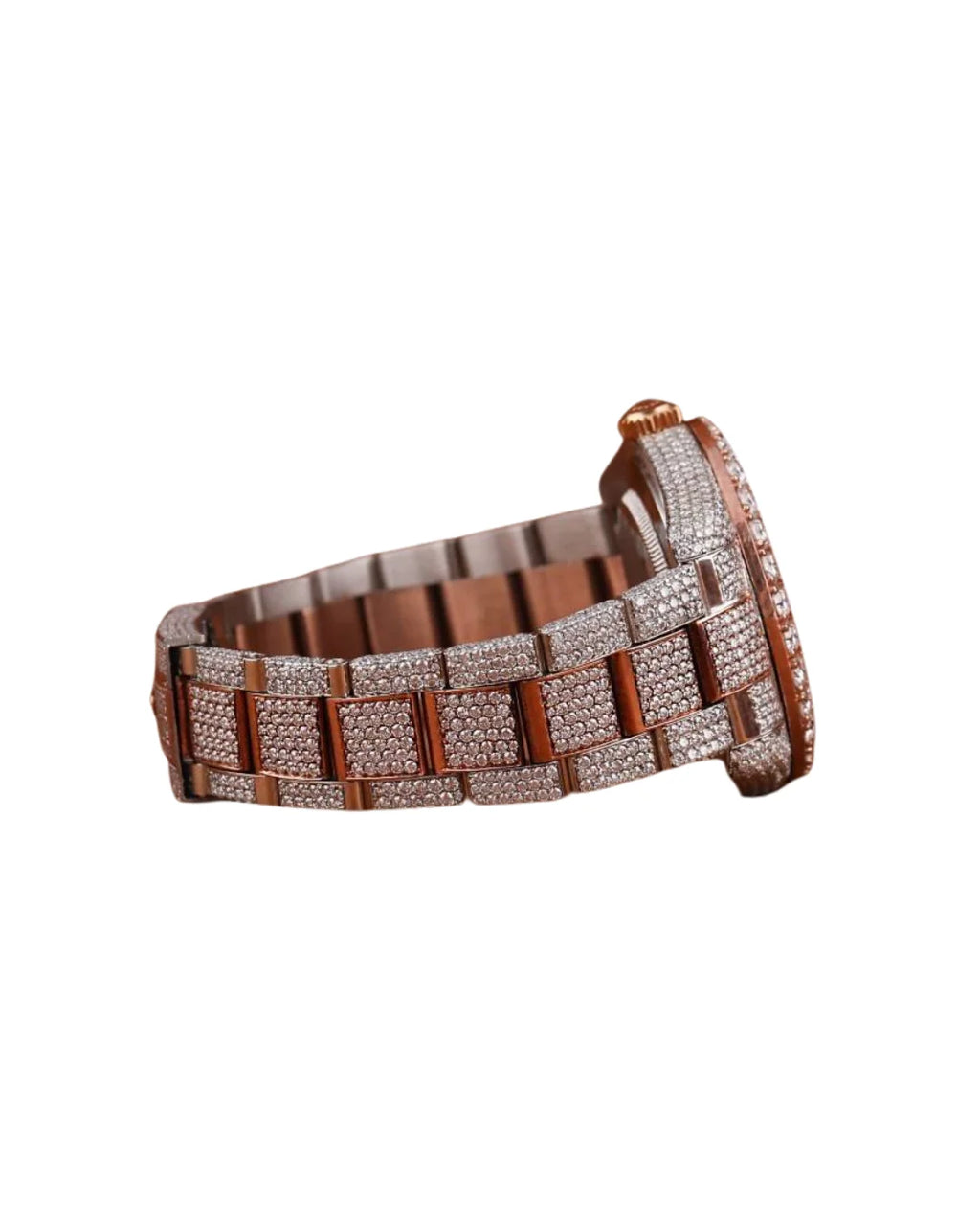 Top Quality Round Shape Full Rose Gold Diamond Watch for Wedding and Partywear Men's Quartz Watch Available at Affordable Price