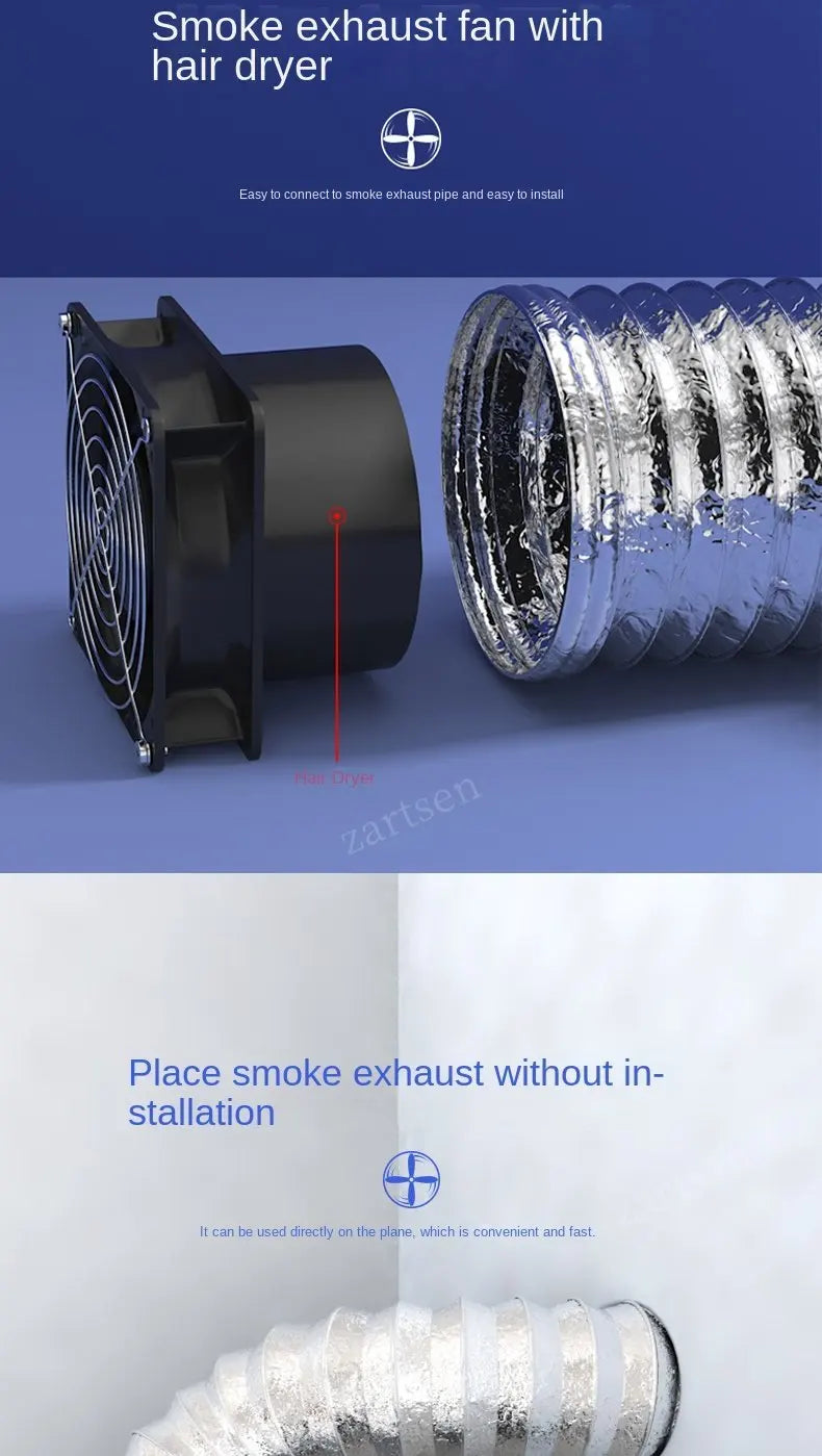 Adjustable Speed Solder Smoke Absorber ESD Fume Extractor Fan Pipe Duct Exhuast Fan with 2M Pipe Tub Ventilation Fan