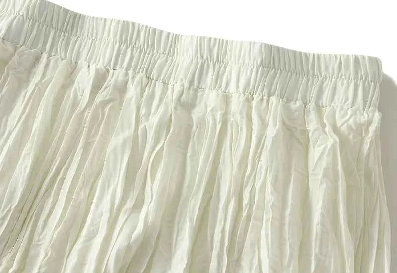 Light Luxury Irregular Slimming Pleated  A-line Skirt for Women High Waist Solid Color Loose Fashion Skirts Casual  Spring New