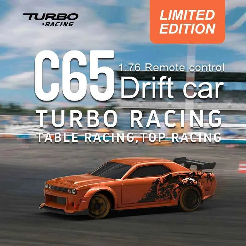 Turbo Racing 1:76 C65 Limited Edition Drift RC Car With Gyro Radio Full Proportional Remote Control Toys RTR Desktop Toys