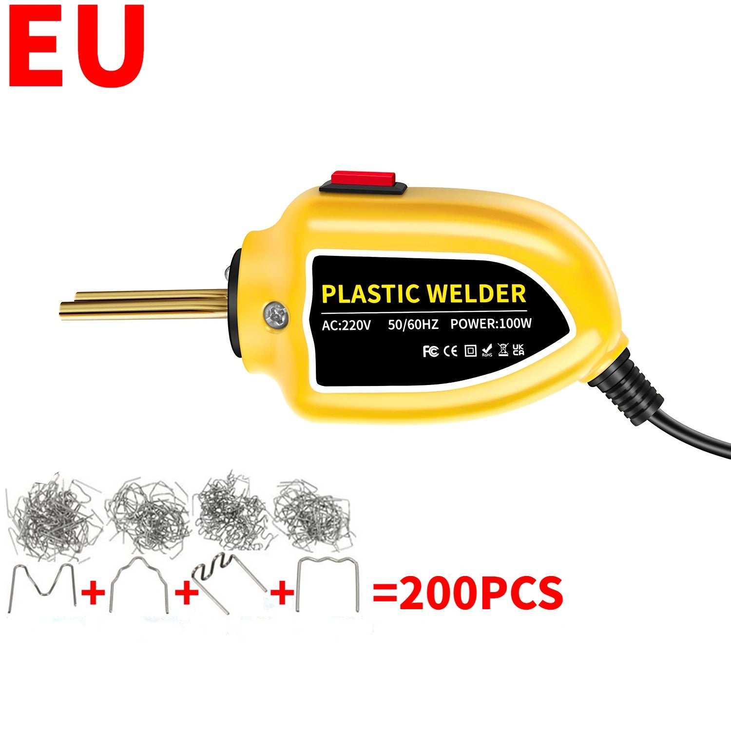 Mini 100W Plastic Welding Machine Plastic Welder Gun 200pcs Hot Stapler Bumpers Heat Gun Plastic Welder Soldering Repair Tools