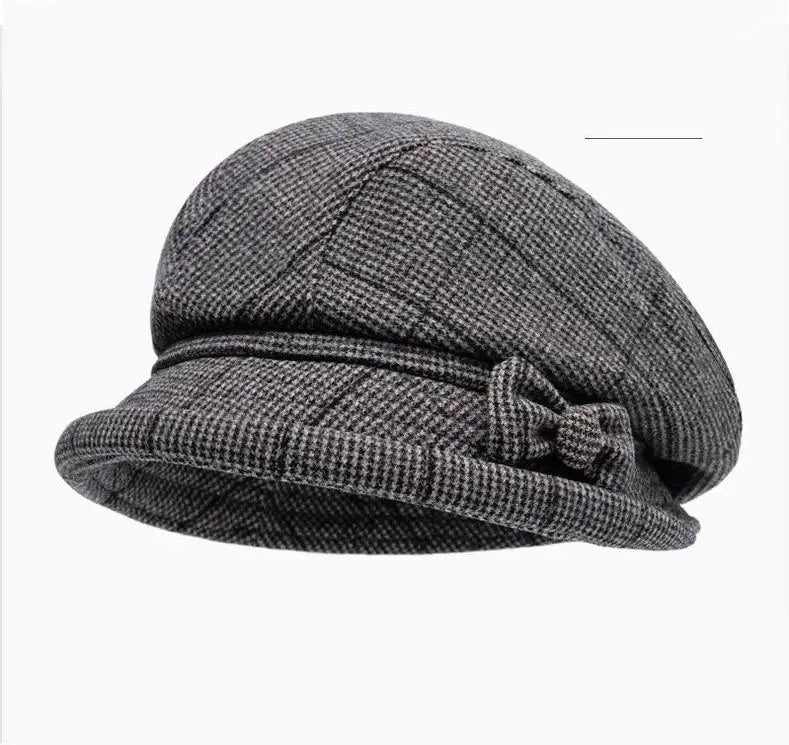 Elegant Women's Beret Hat With Bow - Autumn Winter Short Brim Beanie, Stylish & Warm Casual Headwear For Women Mother'gift New