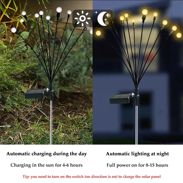 LED Solar Garden Lights Powered Firefly Lights Outdoor Waterproof Vibrant Garden Lights for Patio Pathway Christmas Decoration