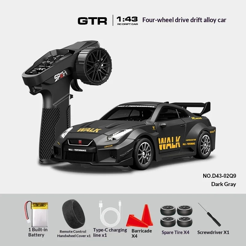 Mini Alloy RC Car 1:43 High-Speed Drifting Sports Car Boys Toy Four-Wheel Drive Simulation Race Car Remote Control Vehicle