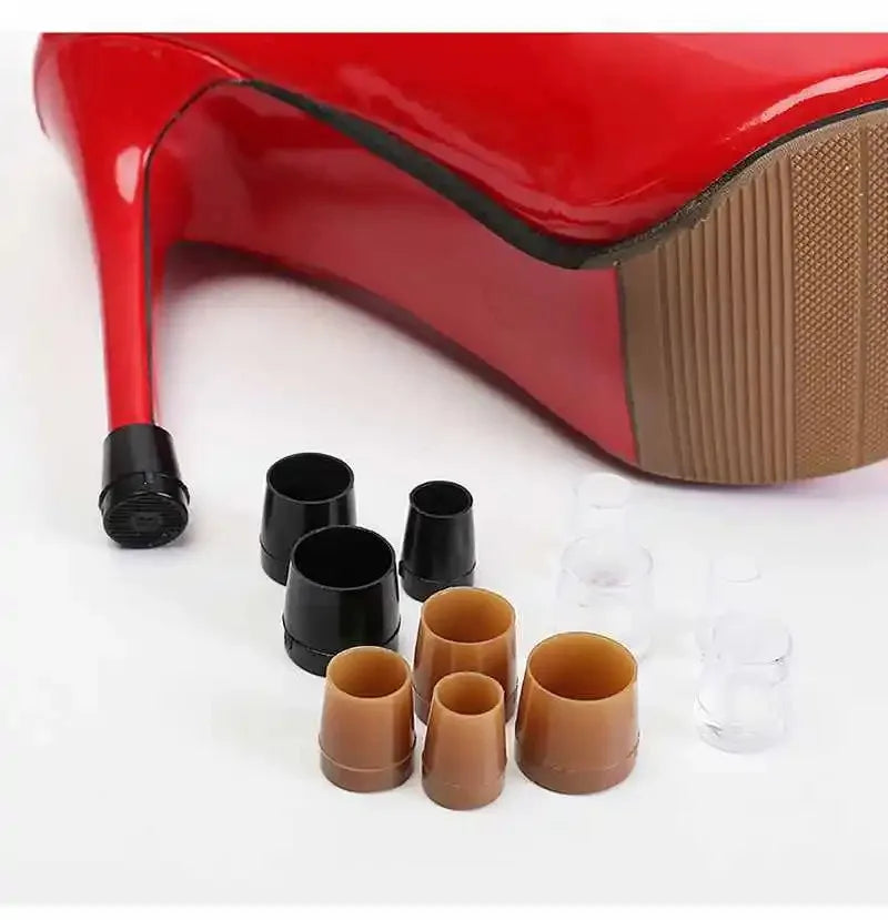 Thin Heel Protector Silicone Non-slip Wearable Heel Cover Round Woman High Heels Protective Cover TPU/PVC Material Soft Damping