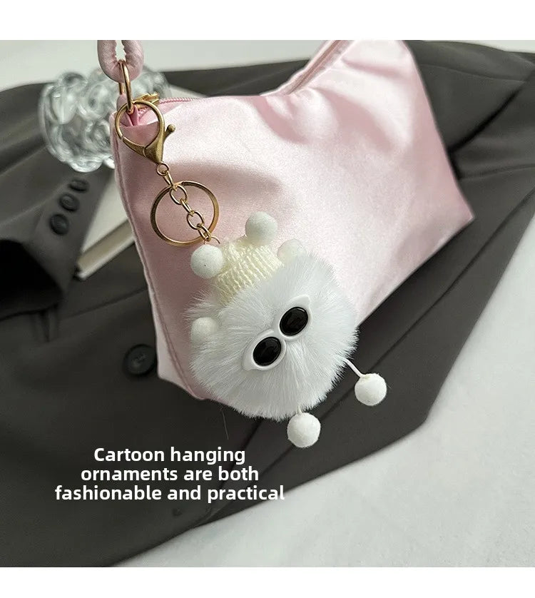 High Quality Solid Color Fashion Elegant Shoulder Bag Smooth Cloth Satin Underarm Bag Leisure Shoulder Bag Lady Handbags Purse